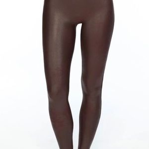 Spanx faux leather burgundy leggings